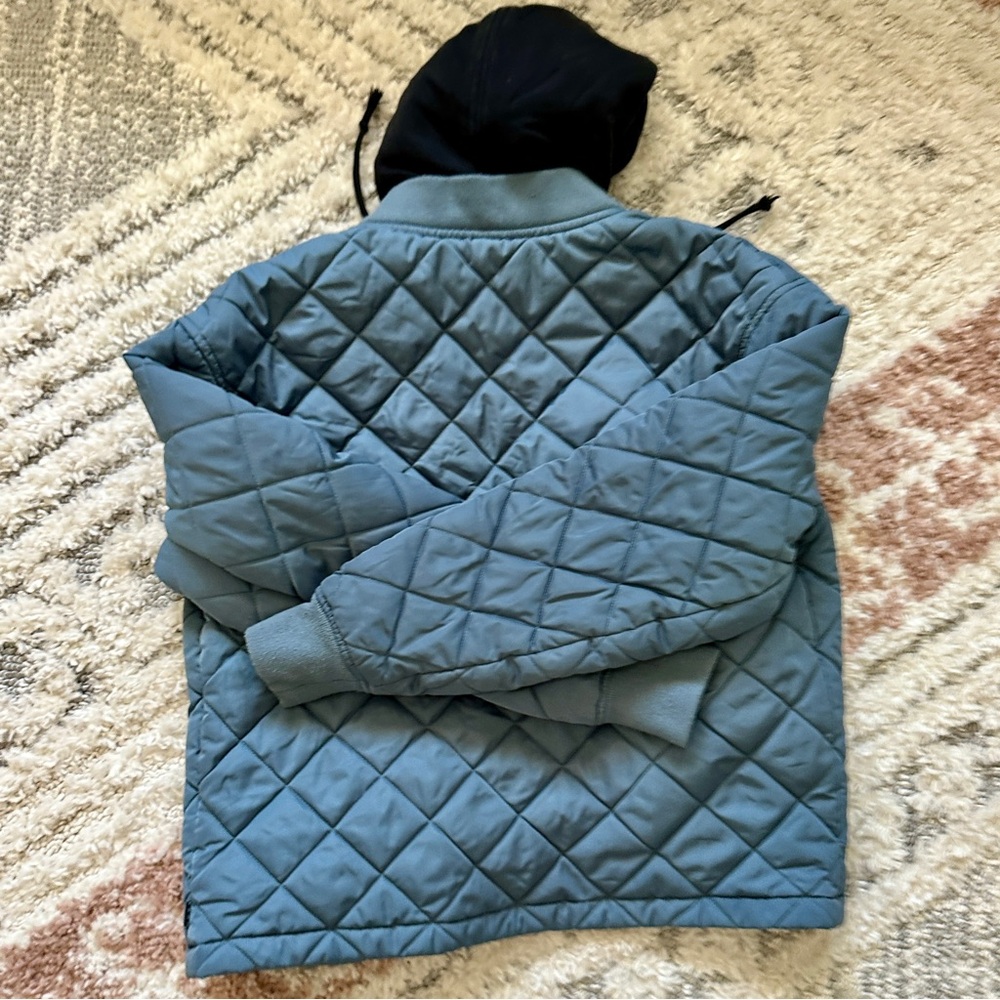 Vans Diamond Quilted Smoke Blue Bomber Jacket with Black Hood - Picture 7 of 7